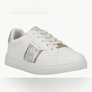 Michael Kors Girls Jem Maxine White and Gold Sneakers NWOT